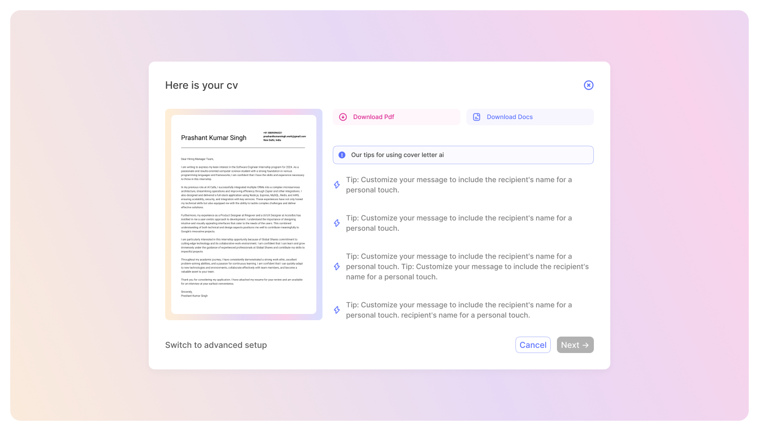 Média CustomCv - Personnalisation de lettre de motivation sans effort 4