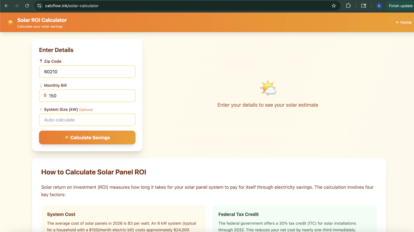 CalcFlow - Solar ROI Calculator screenshot 2