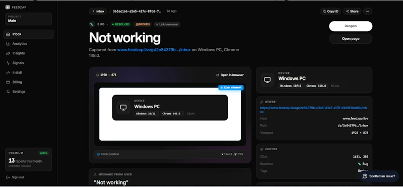 Feedzap - AI Bug Tool screenshot 1