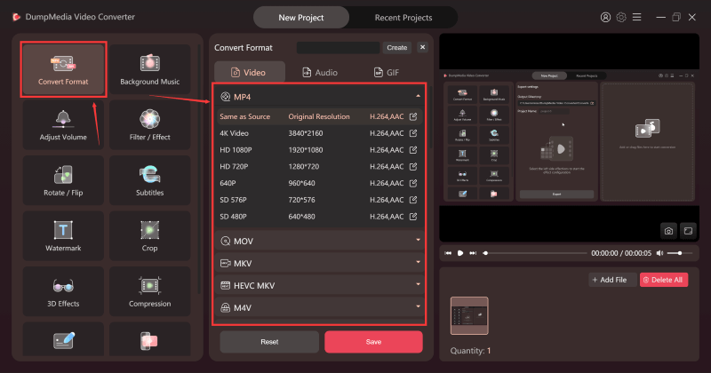 Media Penukar Video Dumpmedia - Penukar video All-in-One, editor, pemain dan pemuat turun. 2