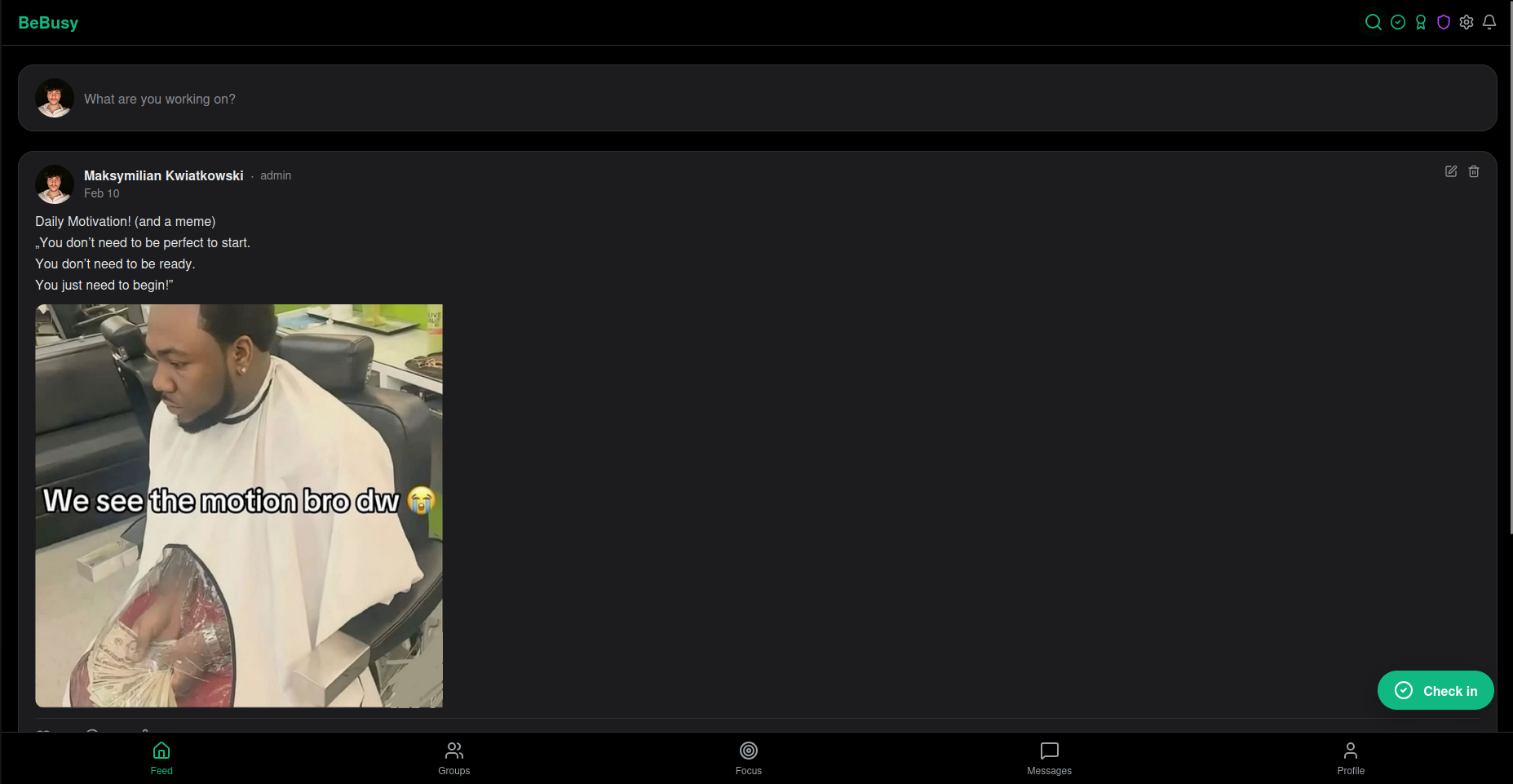 BeBusy - Main product screenshot demonstrating key features and user interface