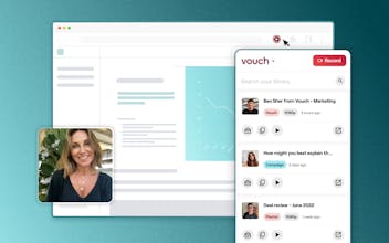 Compartilhamento de conteúdo aprimorado com Vouch Chrome Extension: uma pessoa que usa a Vouch Chrome Extension para compartilhar seus vídeos criativos, levando sua experiência de compartilhamento de conteúdo para o próximo nível.