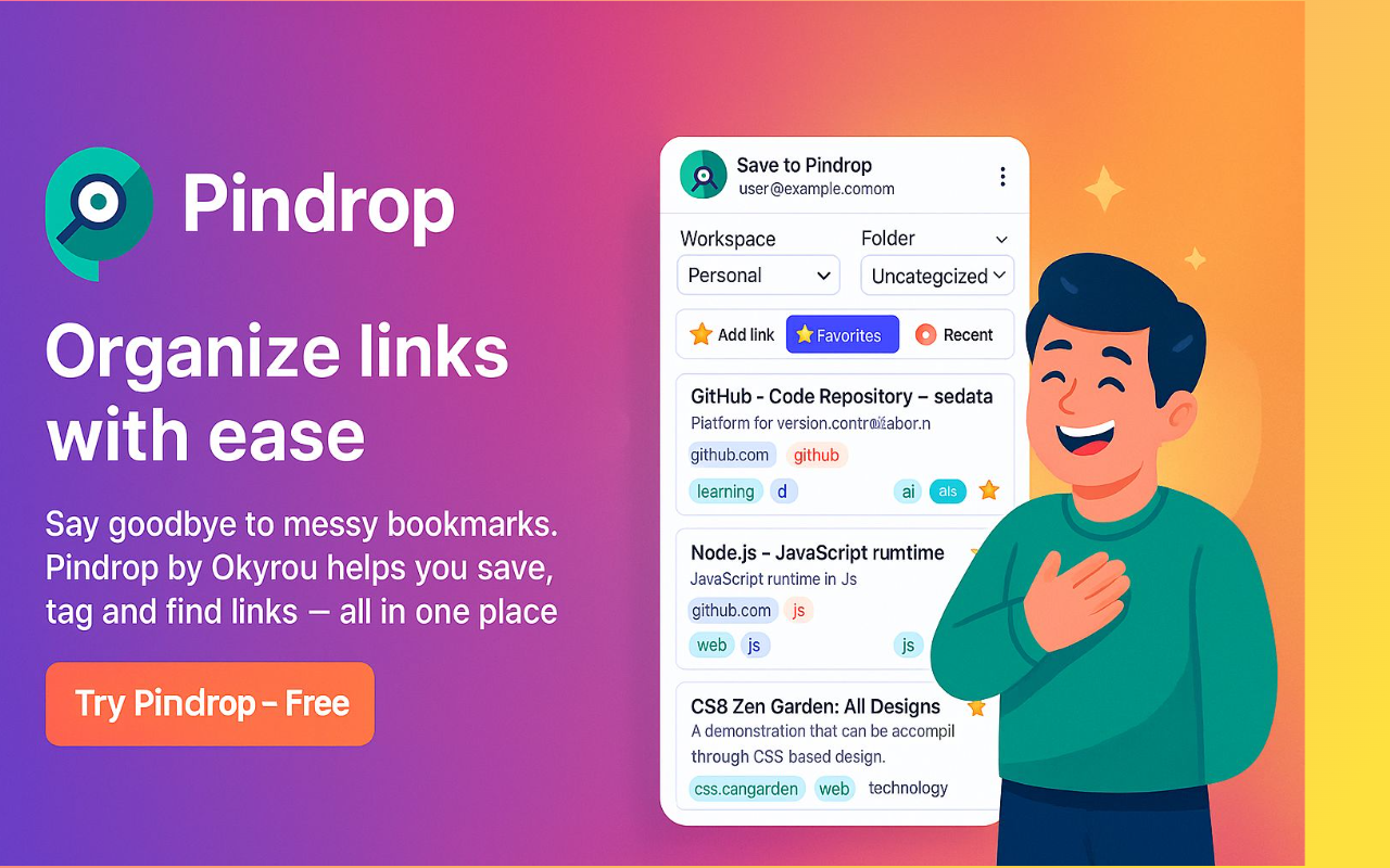 Pindrop - Links Manager - Main product screenshot demonstrating key features and user interface
