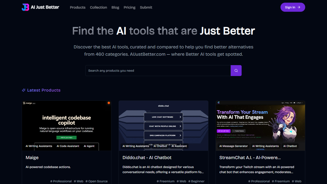 AI Just Better - Screenshot 2 showing product features and functionality