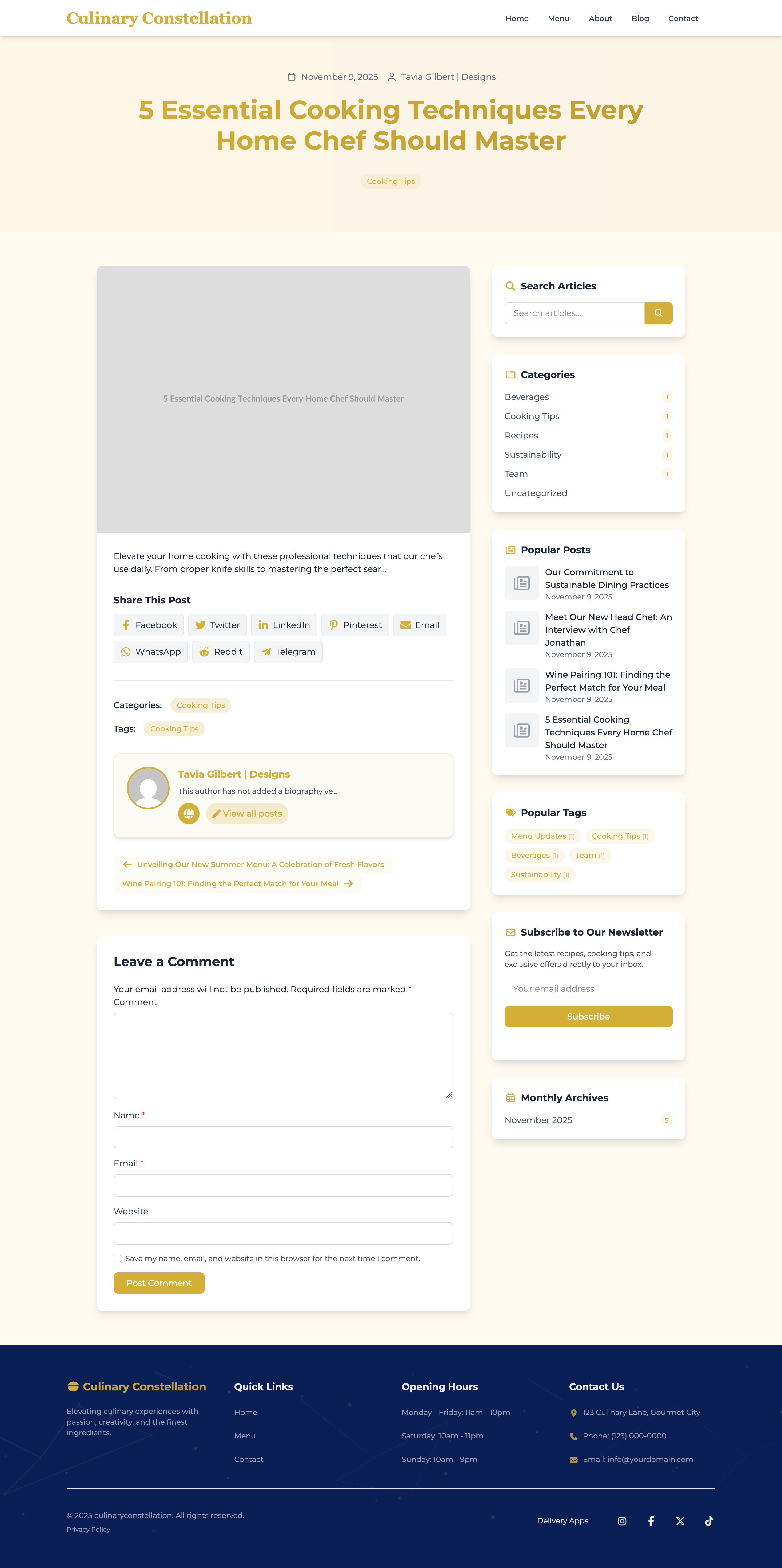 Culinary Constellation WordPress Theme - Screenshot 5 preview