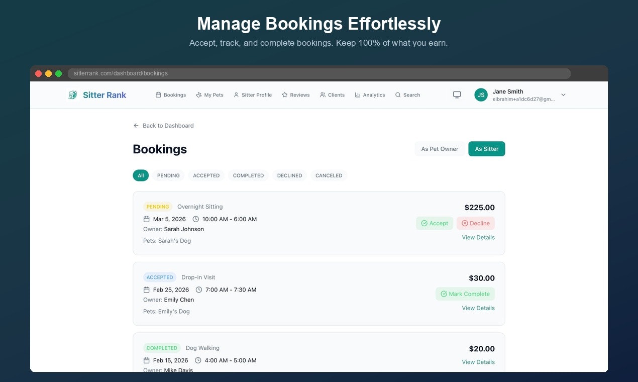 Sitter Rank - Screenshot 5 showing product features and functionality