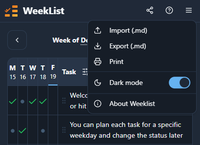 WeekList gallery image