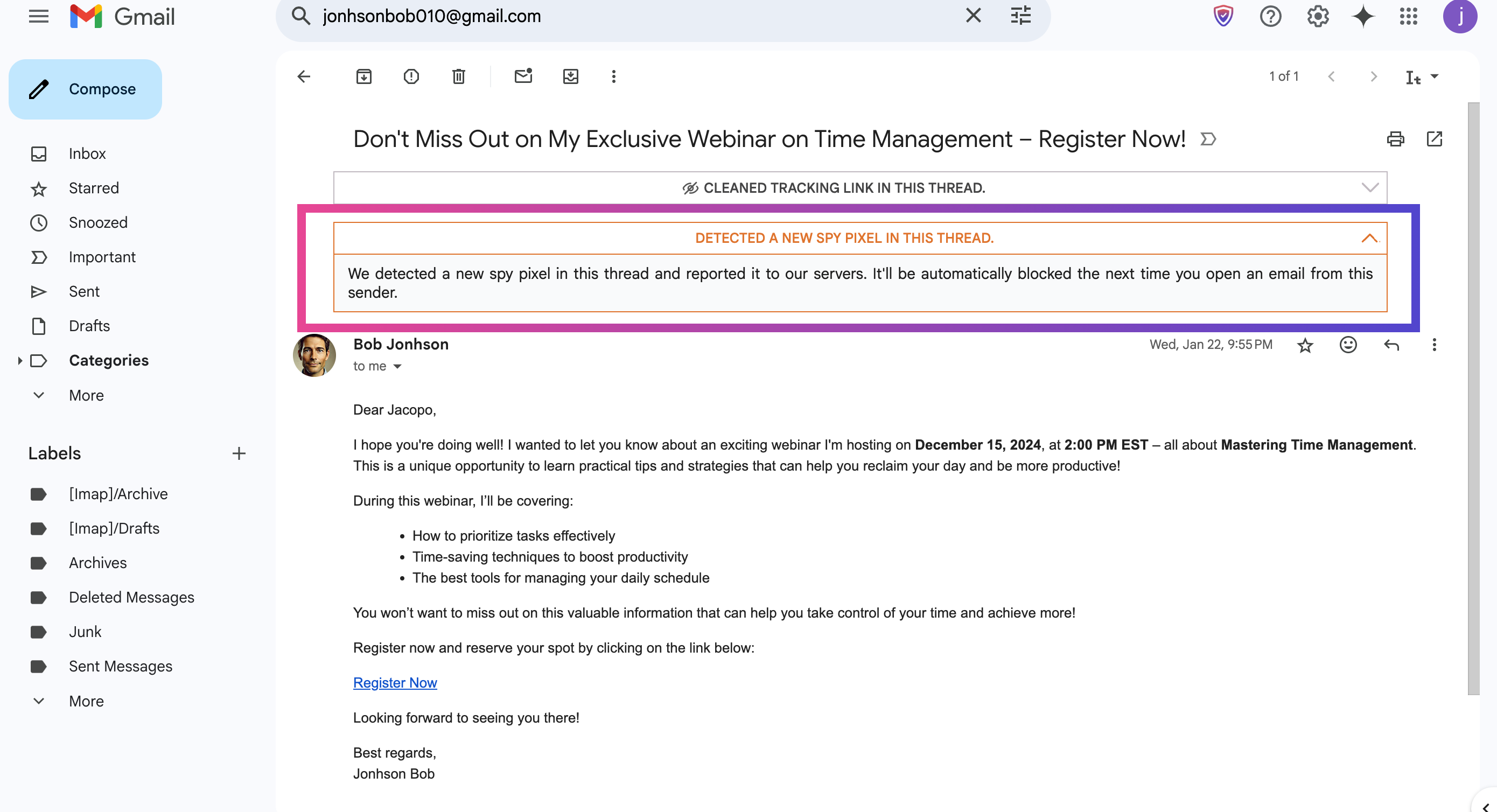 Gblock - Блок отслеживания электронной почты в Gmail медиа 4