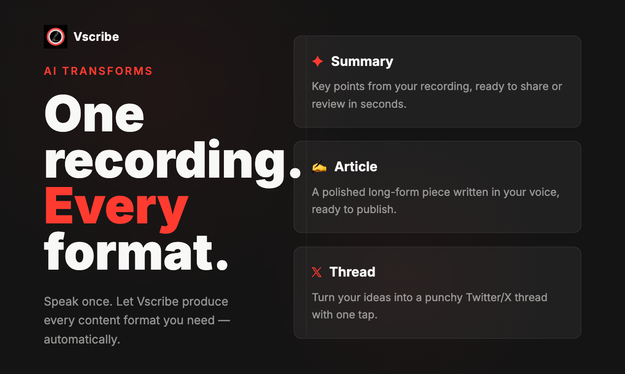 Vscribe — AI Voice Notes & Transcription gallery image