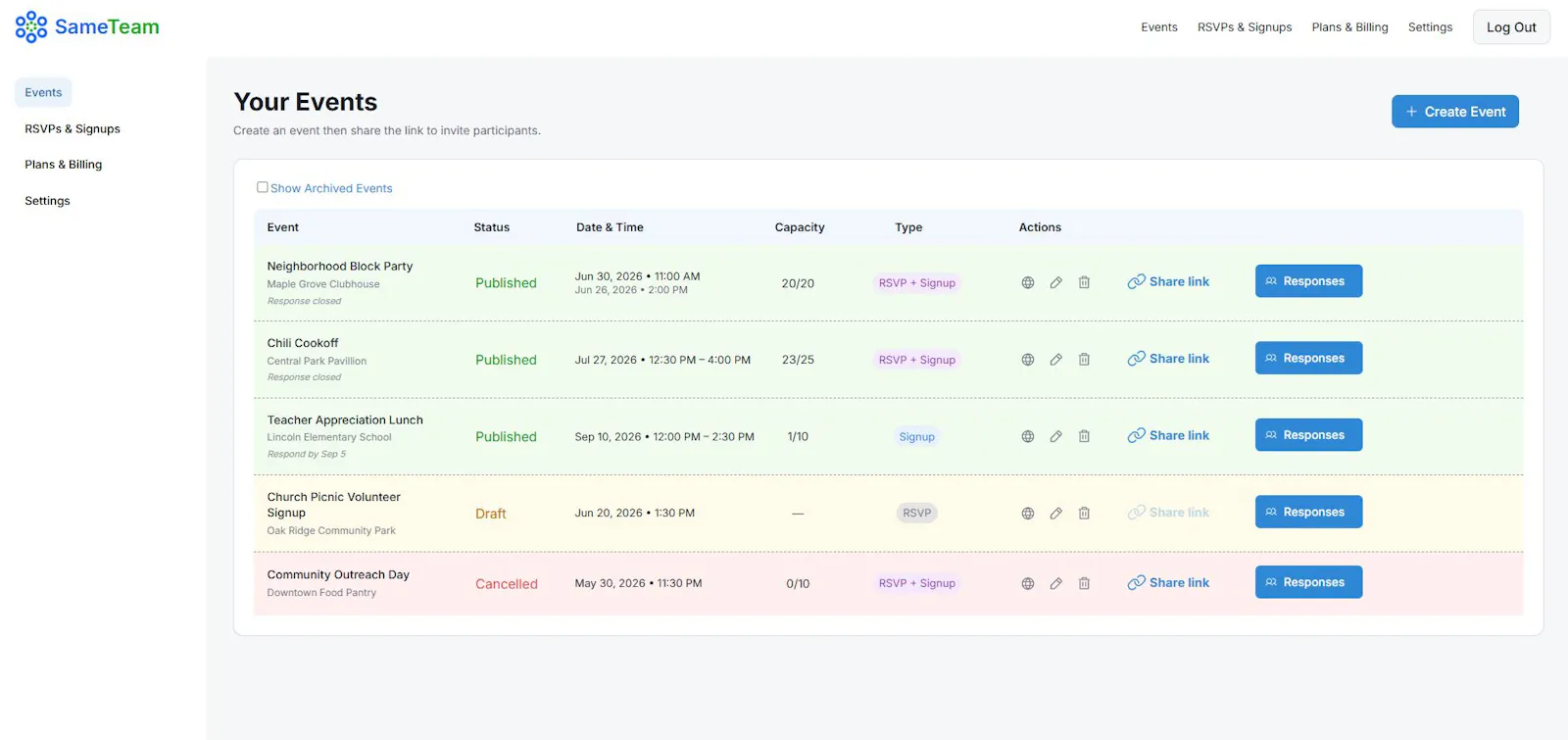 SameTeam Events screenshot 4