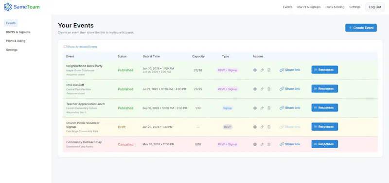 SameTeam Events screenshot 4