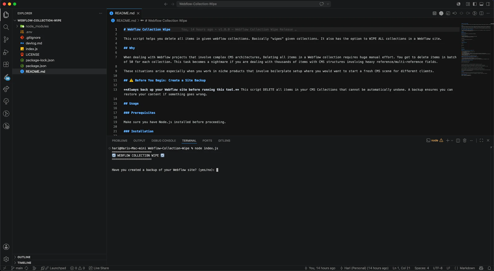 Webflow Collection Wipe screenshot 3