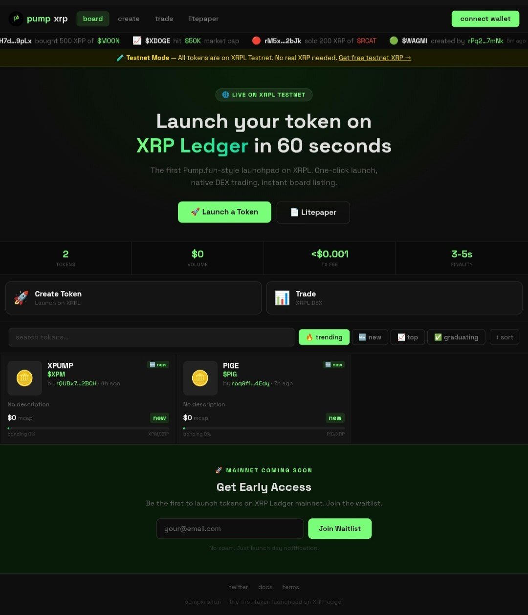 PumpXRP — Token Launchpad on XRP Ledger - Screenshot 4 showing product features and functionality