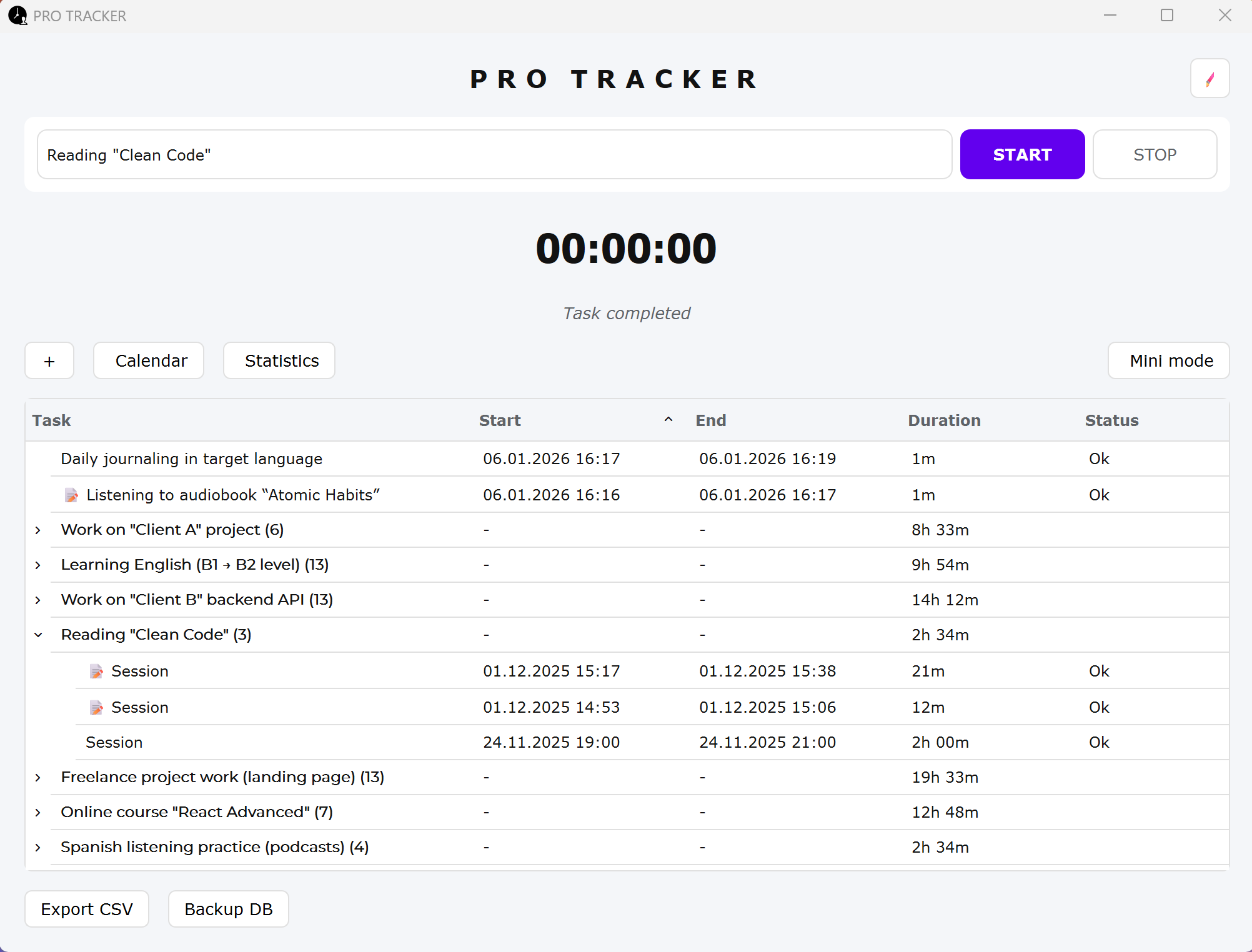 PRO TRACKER Time - Screenshot 2 showing product features and functionality