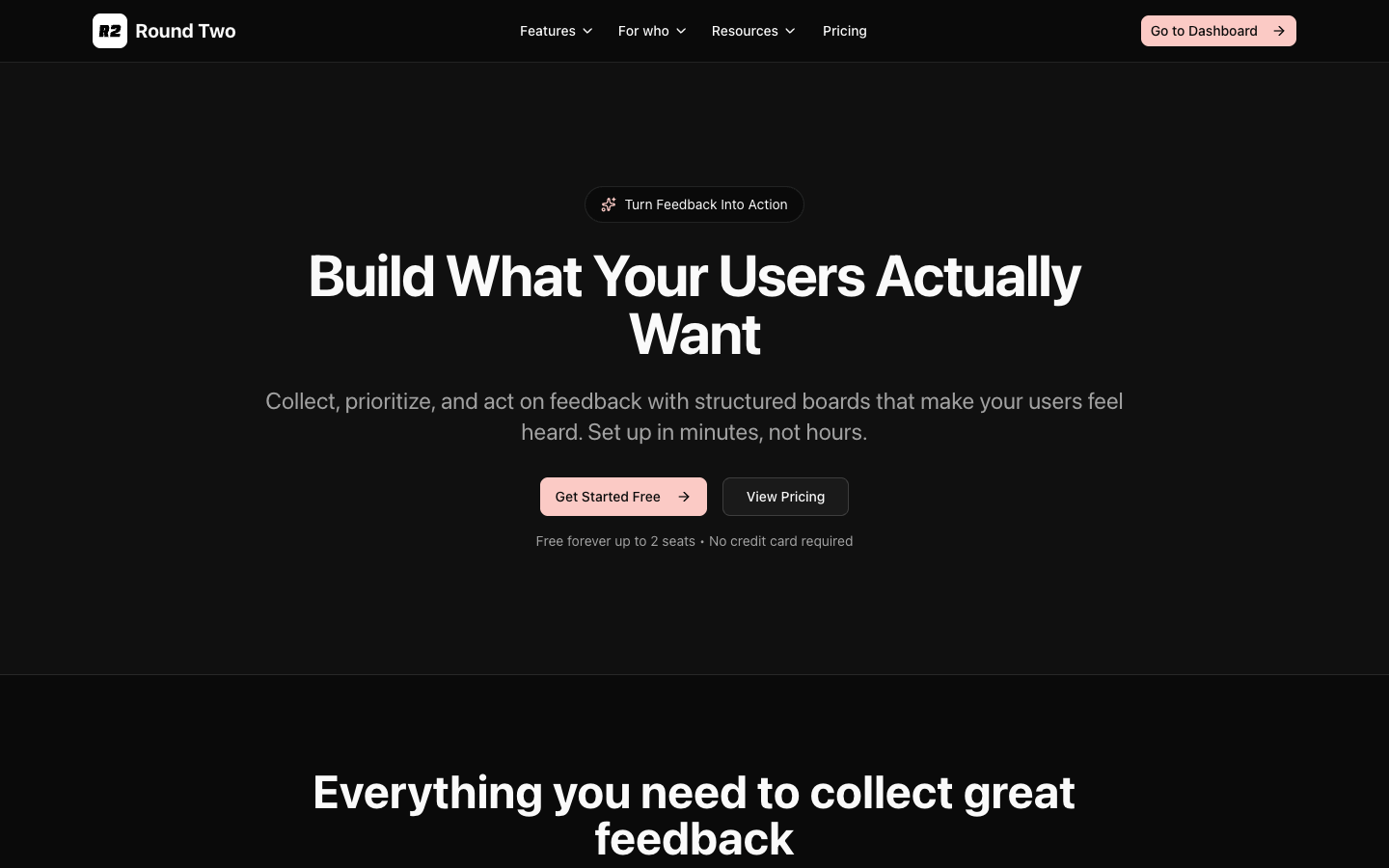 Round Two - Main product screenshot demonstrating key features and user interface