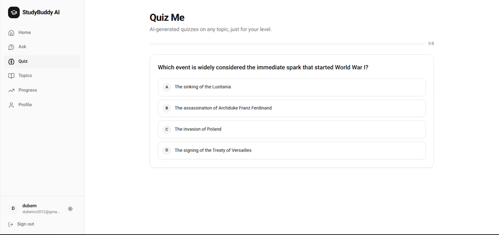 StudyBuddyAI screenshot 1