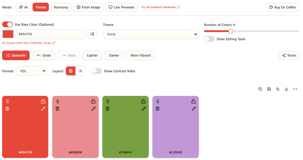 EnigmaEasel - AI Color Palette Generator gallery image
