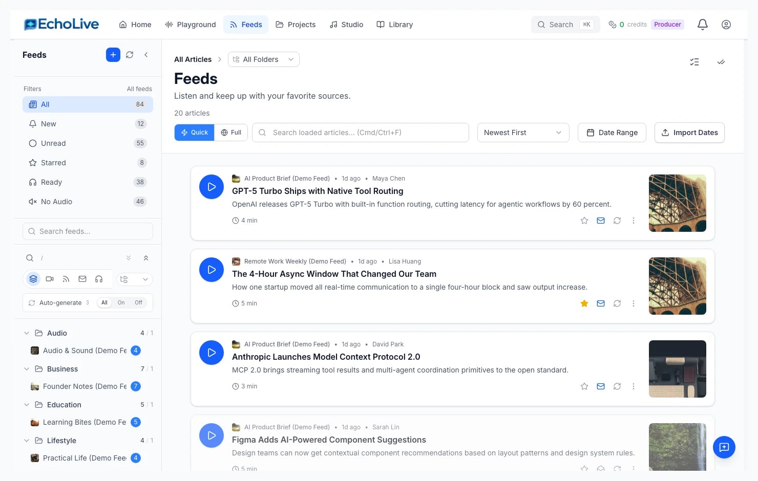EchoLive: Read, Listen, Create - Screenshot 2 showing product features and functionality