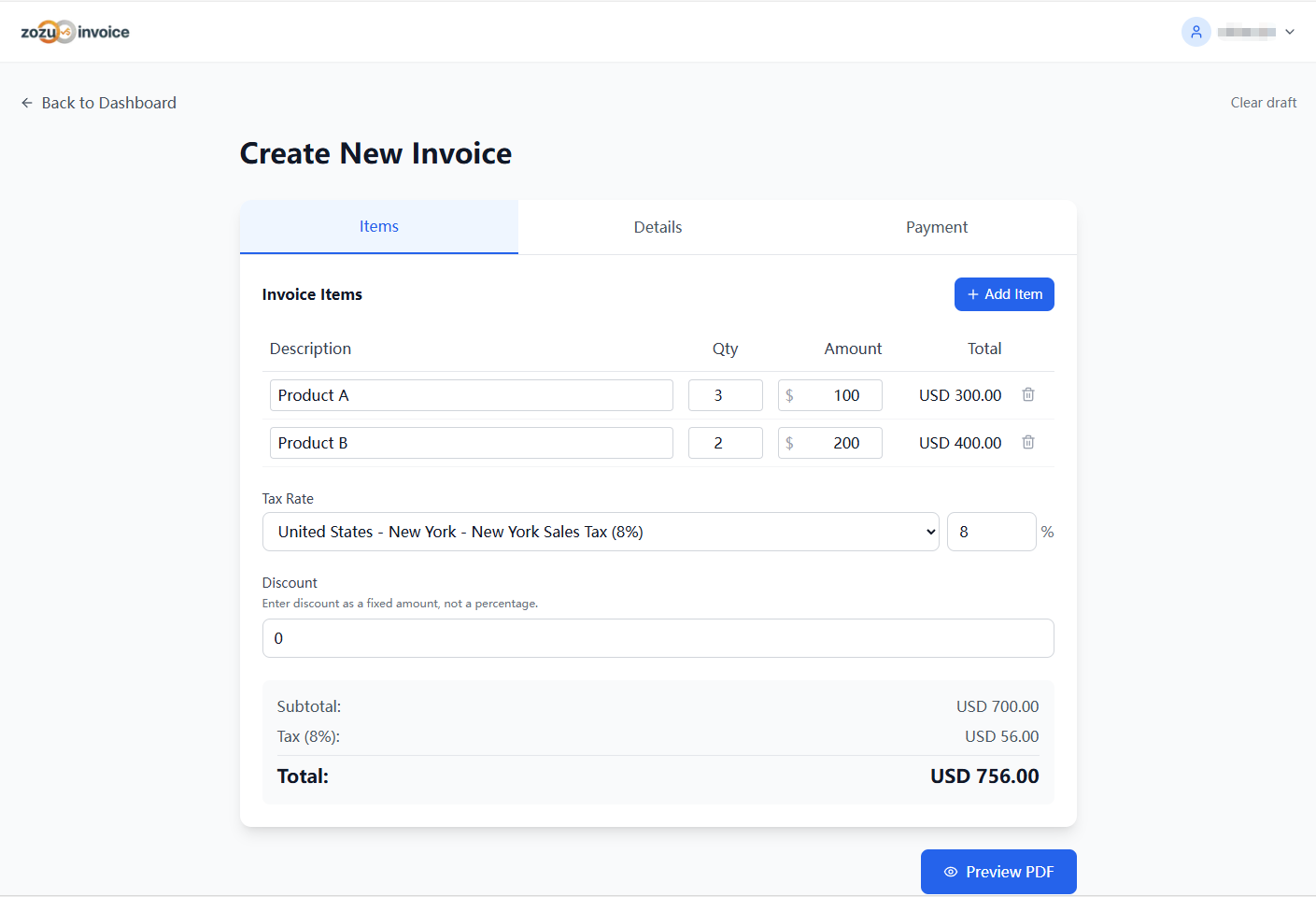 zozu invoice gallery image