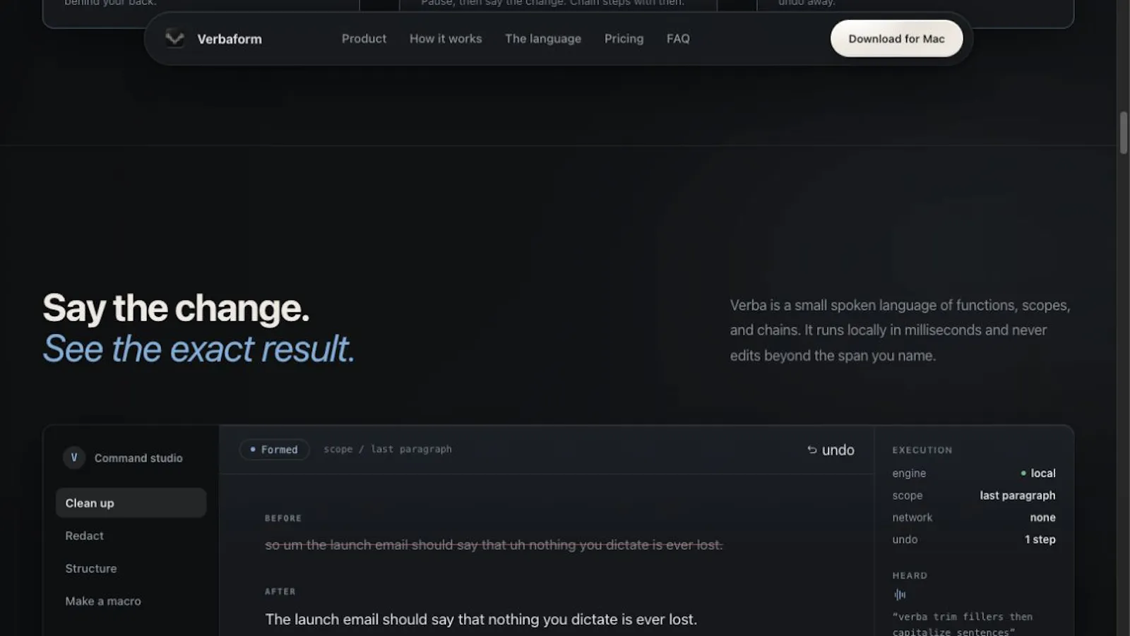 Verbaform screenshot 2