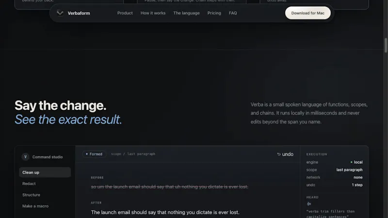 Verbaform screenshot 2