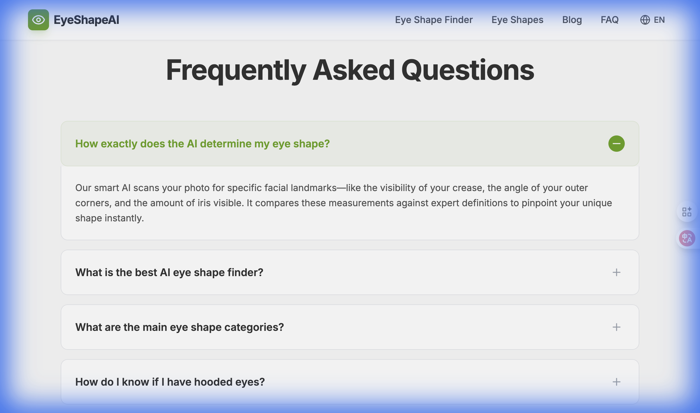 AI Eye Shape Finder - Screenshot 3 showing product features and functionality