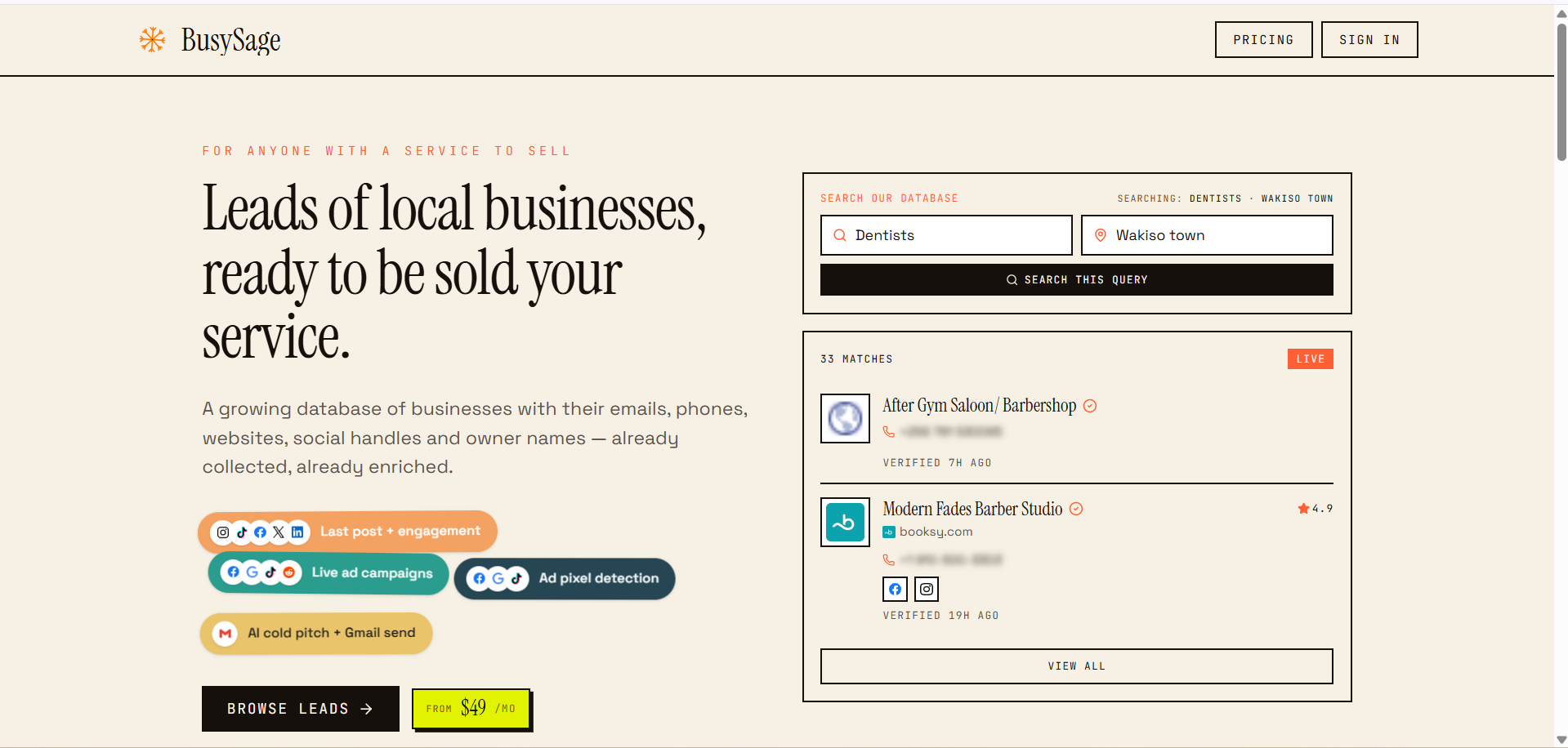 BusySage — Local business leads. gallery image