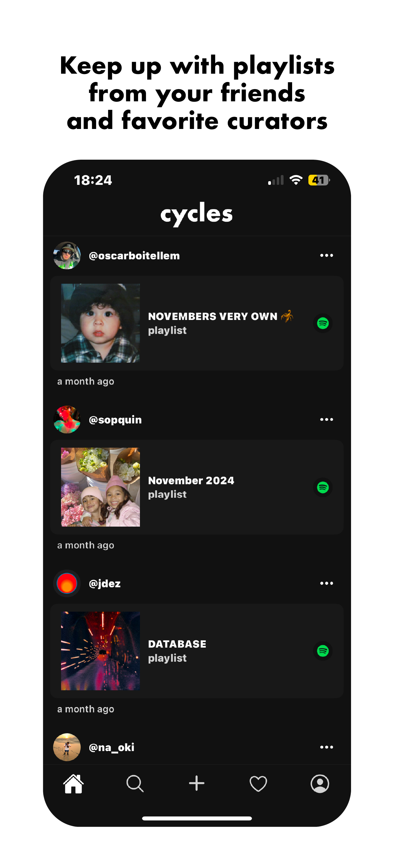 Ciclos: compartir y descubrir listas de reproducción - Listas de reproducción sociales media 1