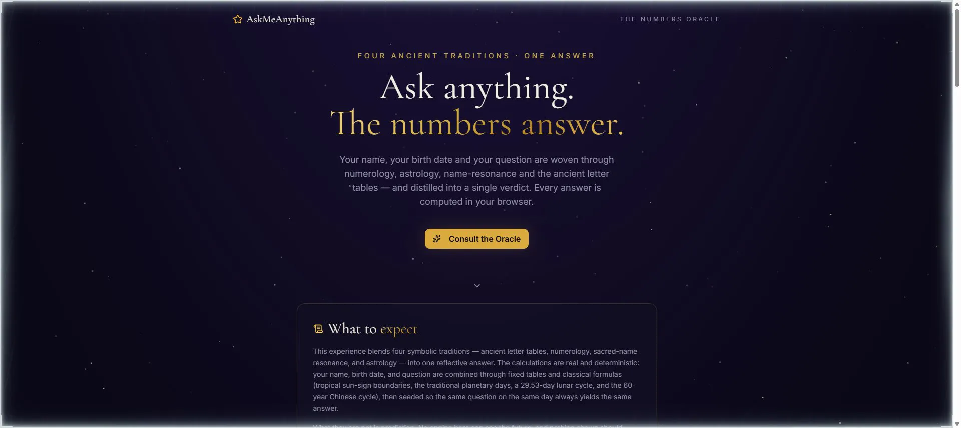 AskMeAnything — The Numbers Oracle gallery image