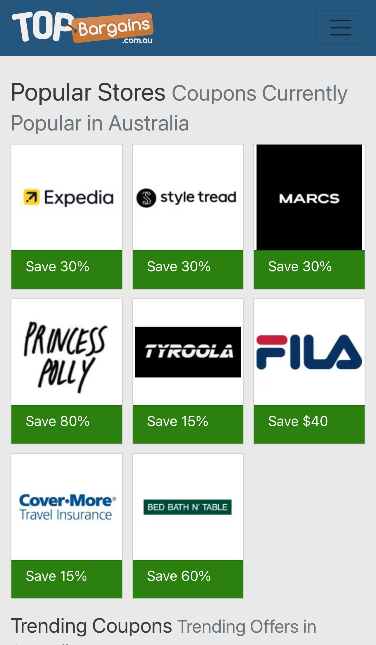 TopBargains - Main screenshot showing features and interface