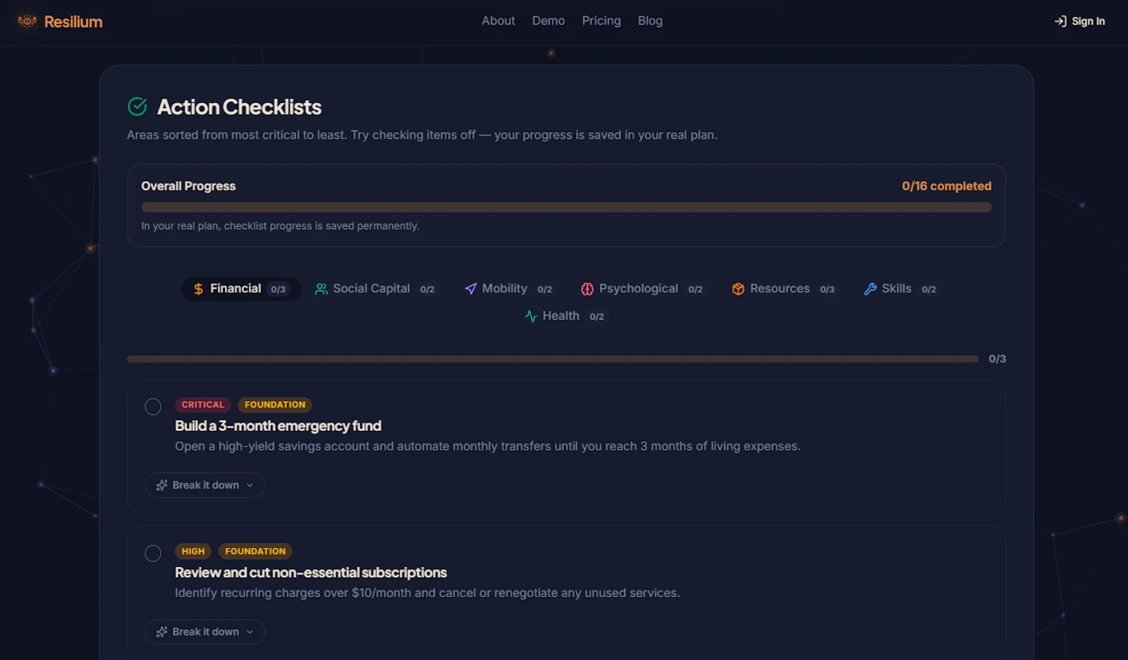 Resilium – Score Your Preparedness screenshot 8