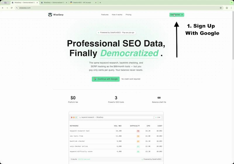 WiseSERP screenshot 2