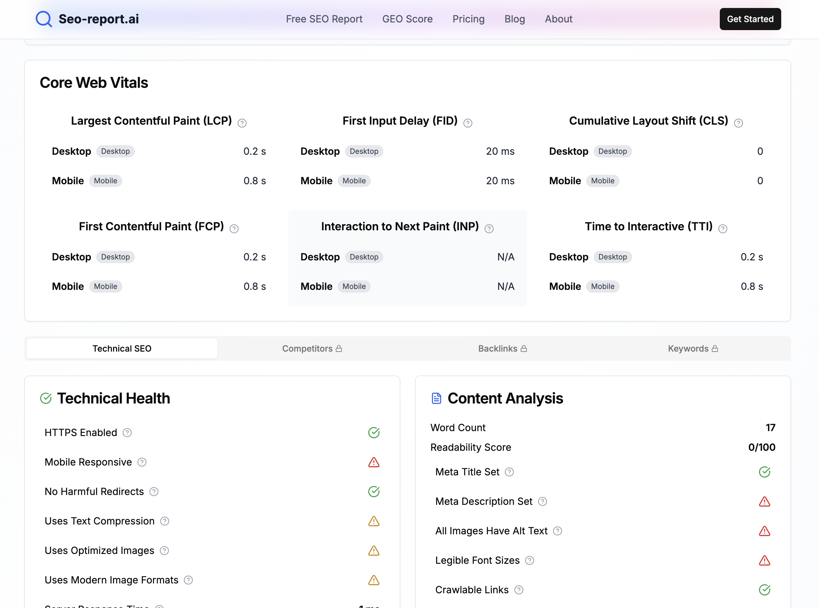 SEO Report AI - Screenshot 3 showing product features and functionality