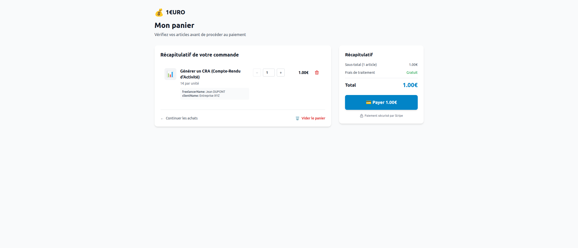 1€URO - Screenshot 2 showing product features and functionality