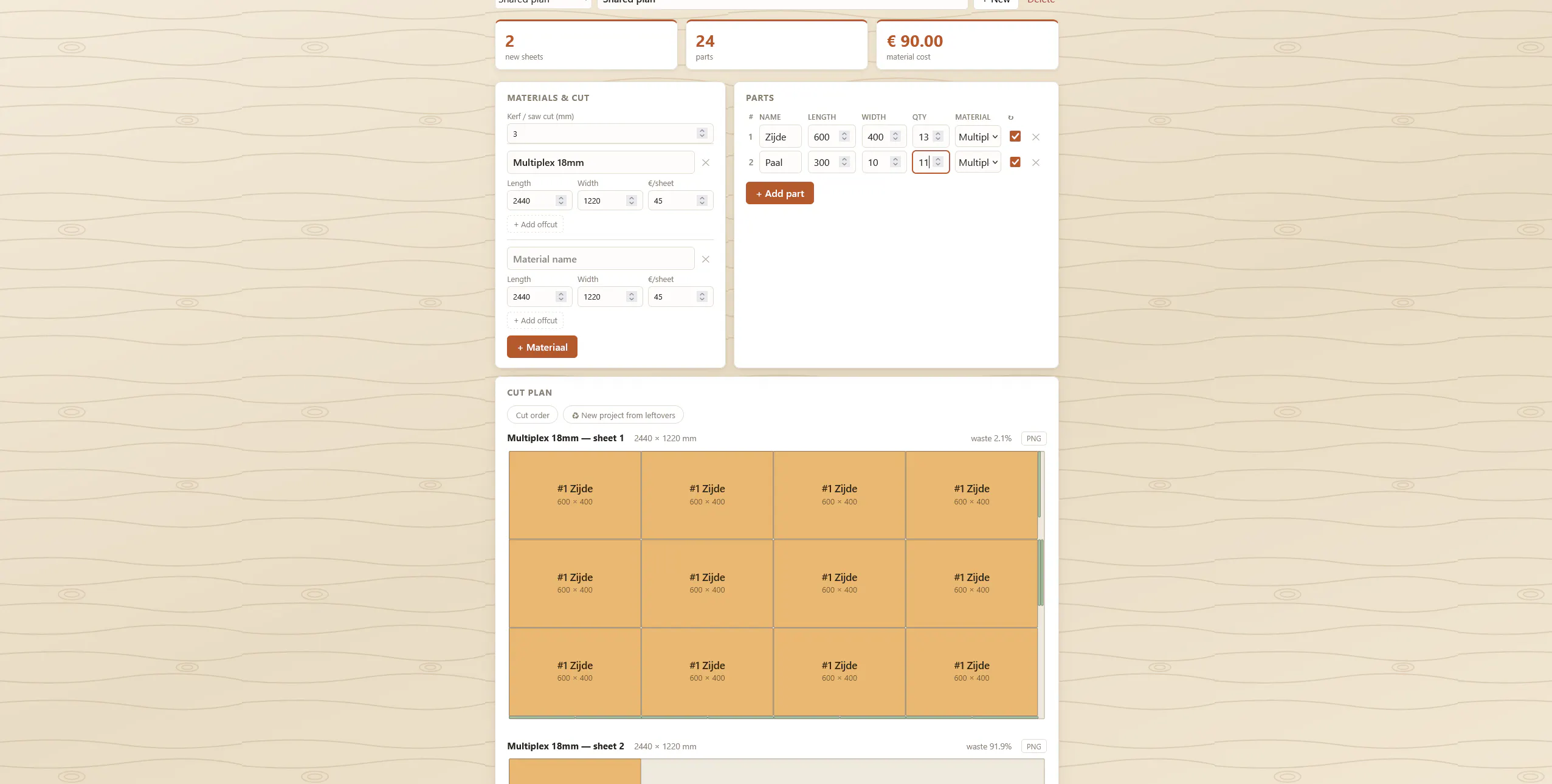 WoodyLite — cut plan optimizer gallery image