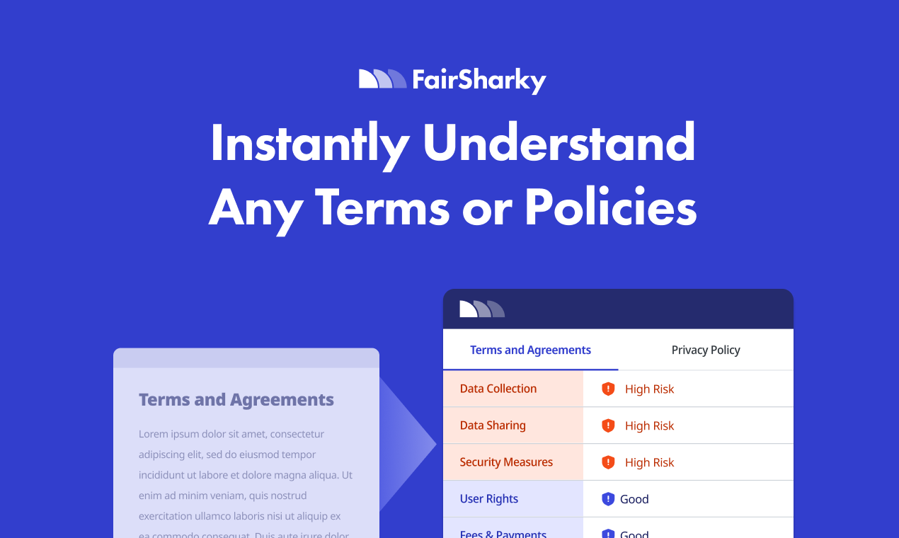 Fairsharky (beta) - Analice instantáneamente los términos y políticas de privacidad de un sitio web media 2