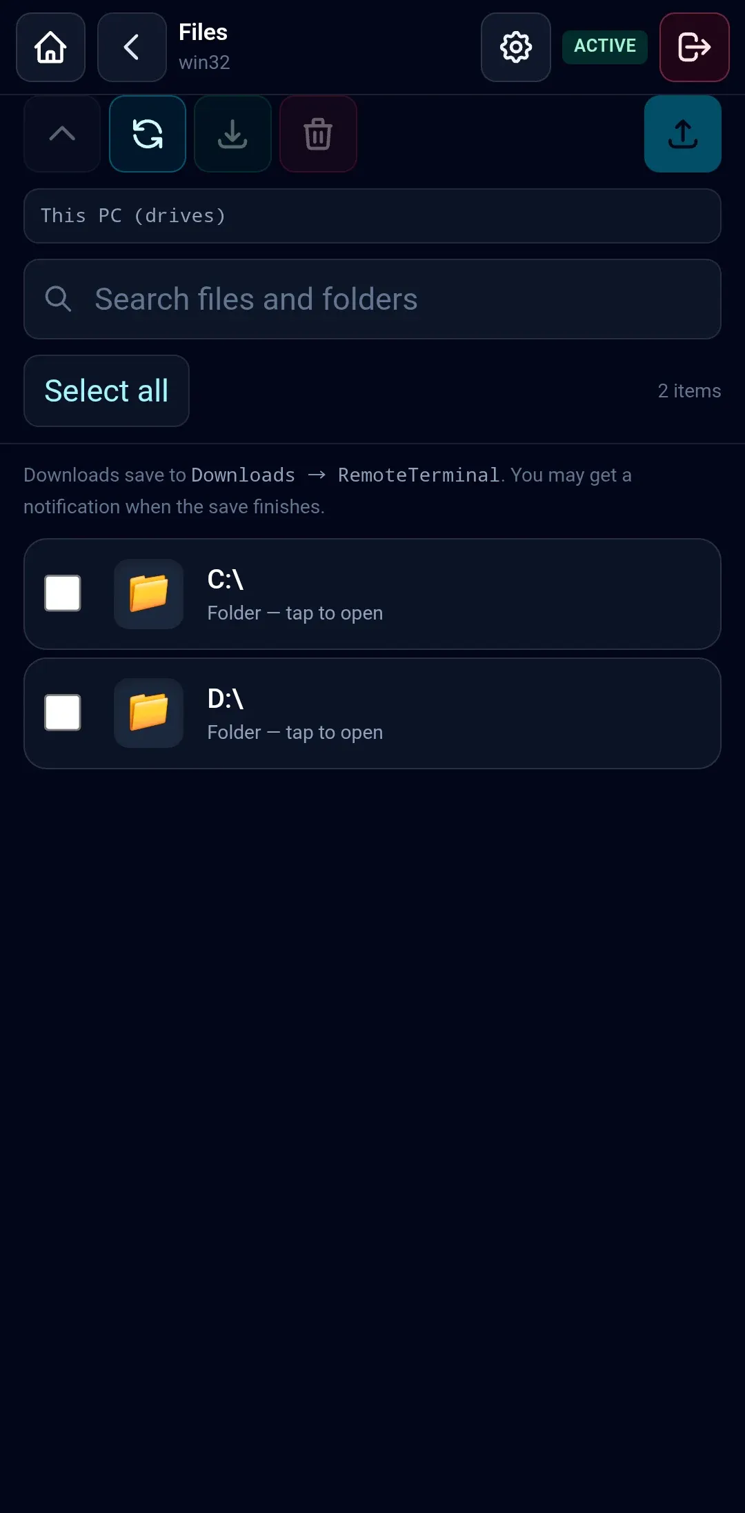 Remote Terminal screenshot