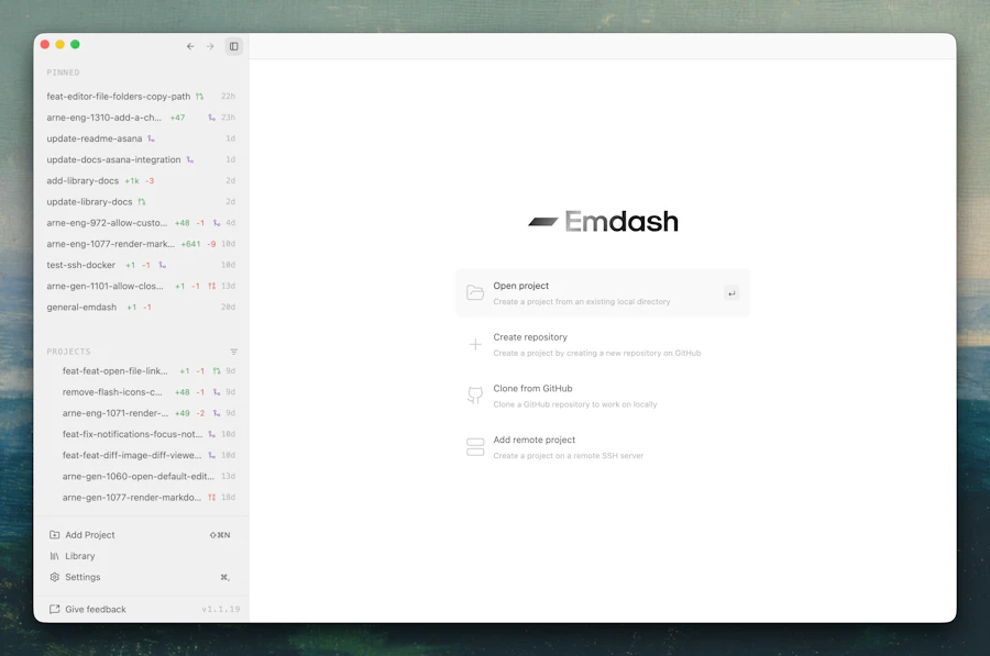 Emdash screenshot 2