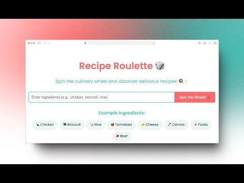 startuptile Recipe Roulette -Random recipes based on the ingredientes you have at hand