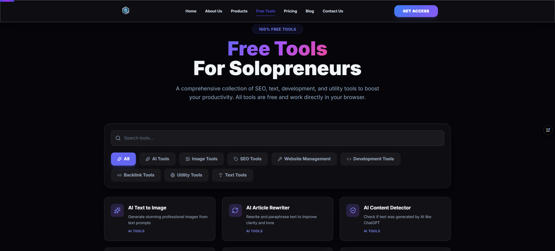 Solopreneurs Hub - Screenshot 2 showing product features and functionality