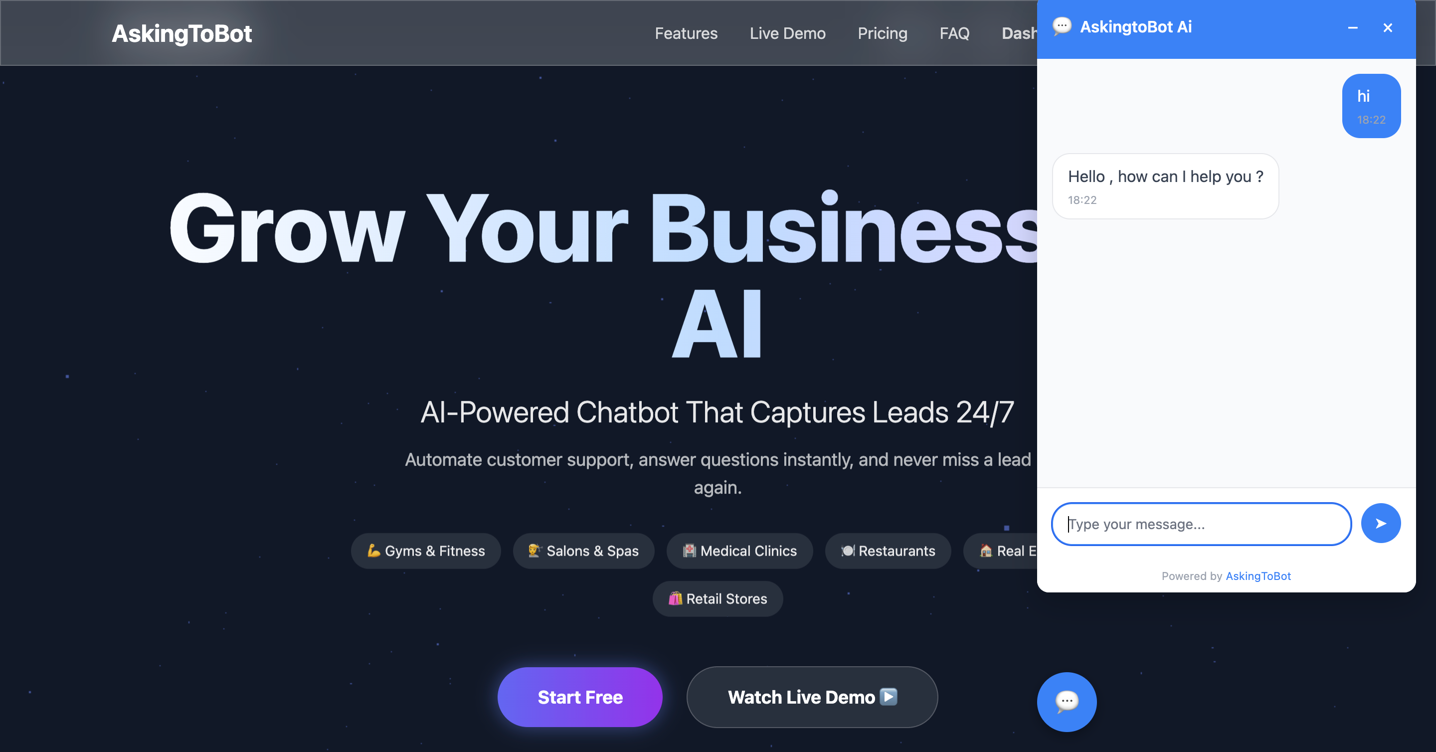 AskingtoBot - Screenshot 2 showing product features and functionality