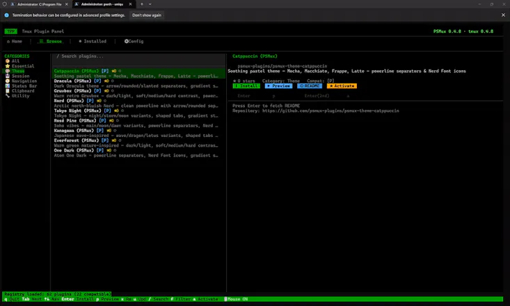 Tmux for Windows Powershell - PSMUX gallery image