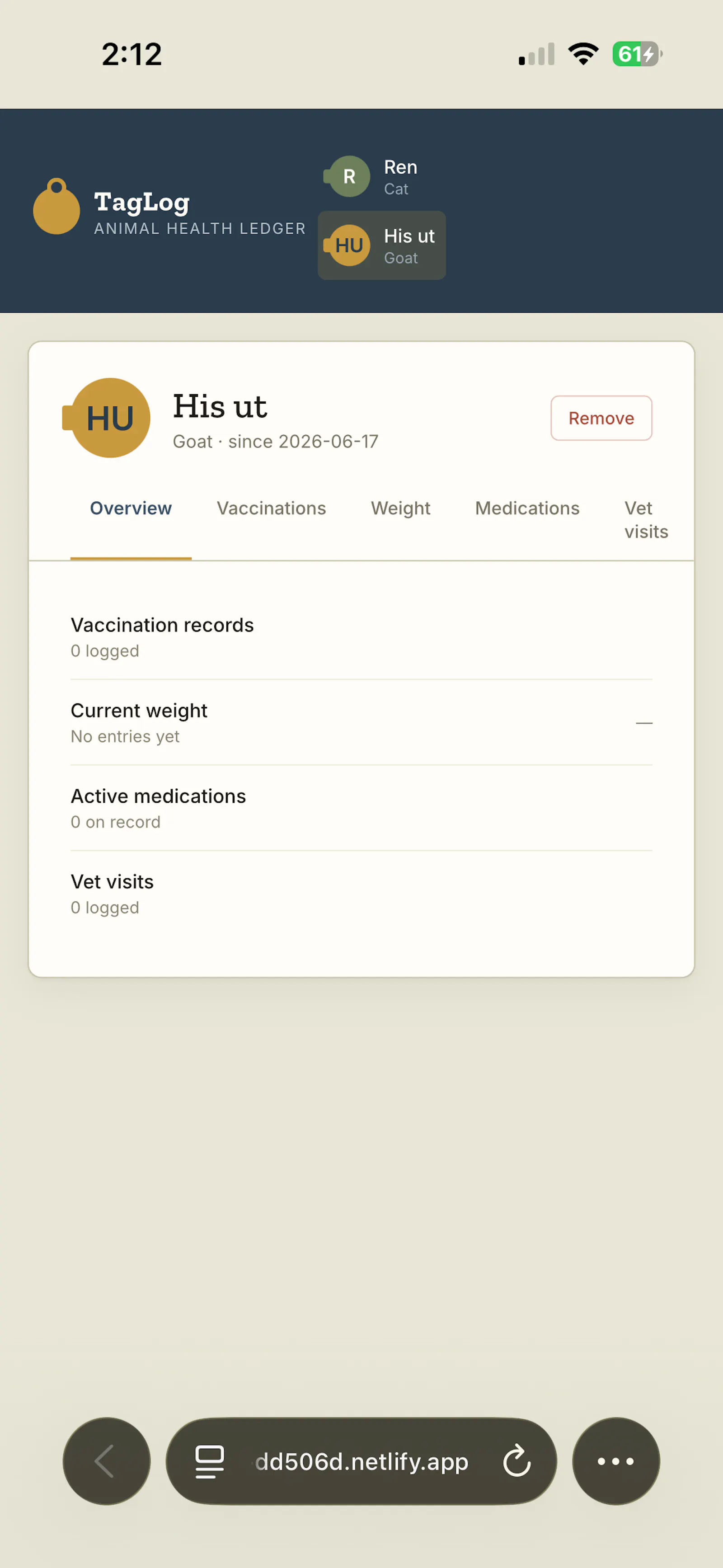 TagLog — Animal Health Ledger screenshot 1