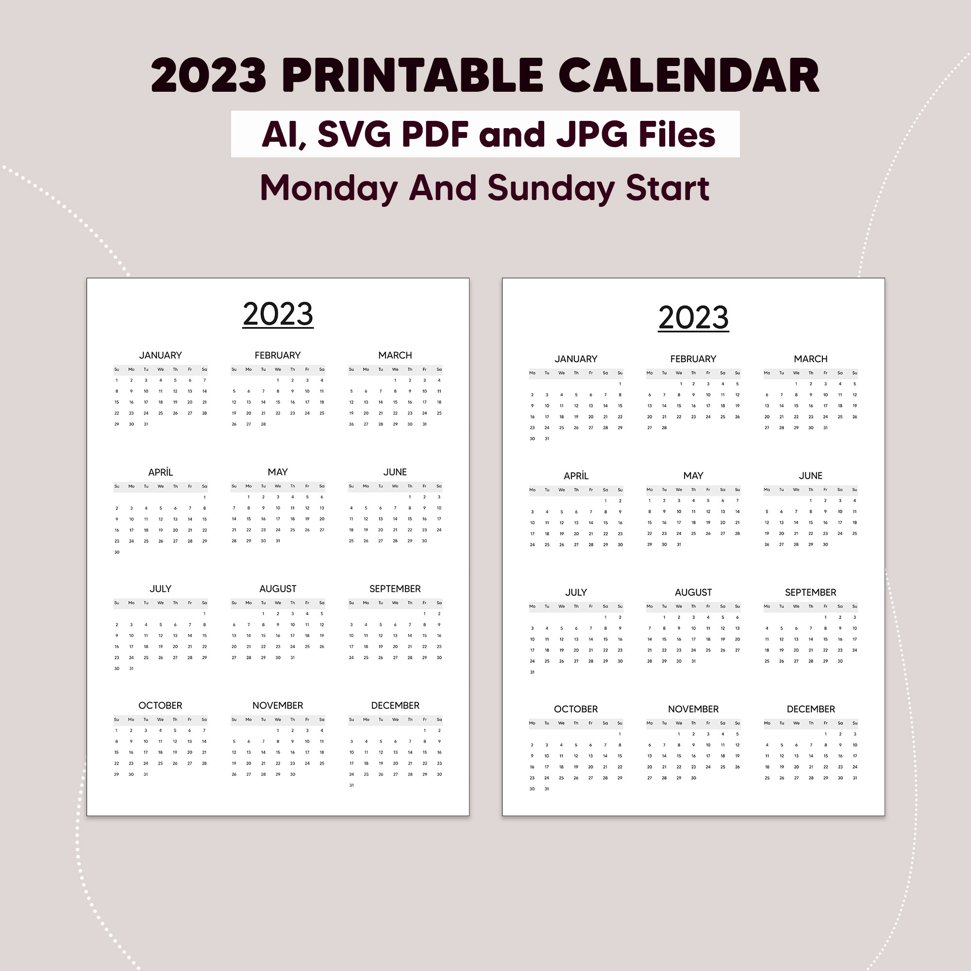 2023 Drukbare jaarlijkse kalender - 2023 Drukbare jaarlijkse kalender media 3