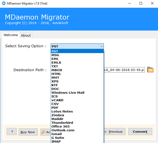 Advik mdaemon sang công cụ xuất khẩu pst media 2