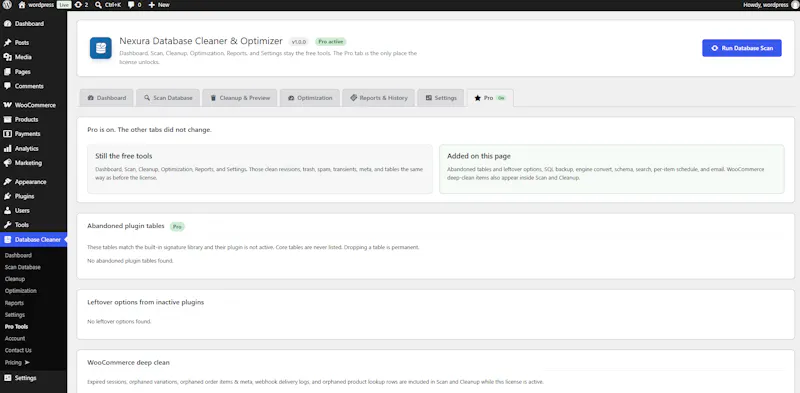 Nexura Database Cleaner & Optimizer screenshot 9