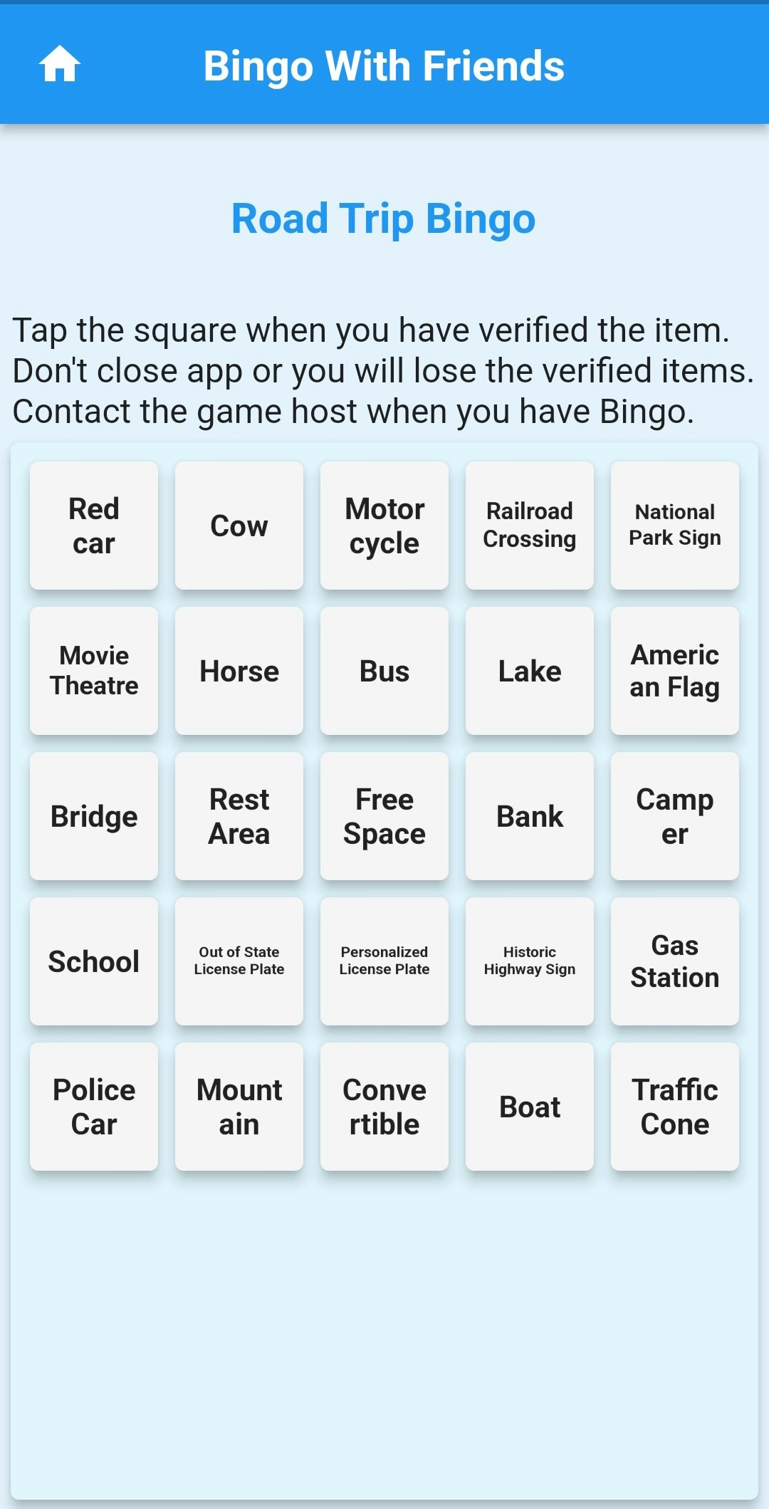Arkadaşlarla Bingo - Arkadaşlarla oynamak için belirli öğelerle bir tombala oyunu oluşturun medya 1