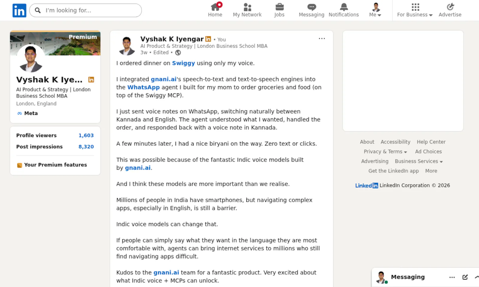 WhatsApp voice groceries ordering agent screenshot 2