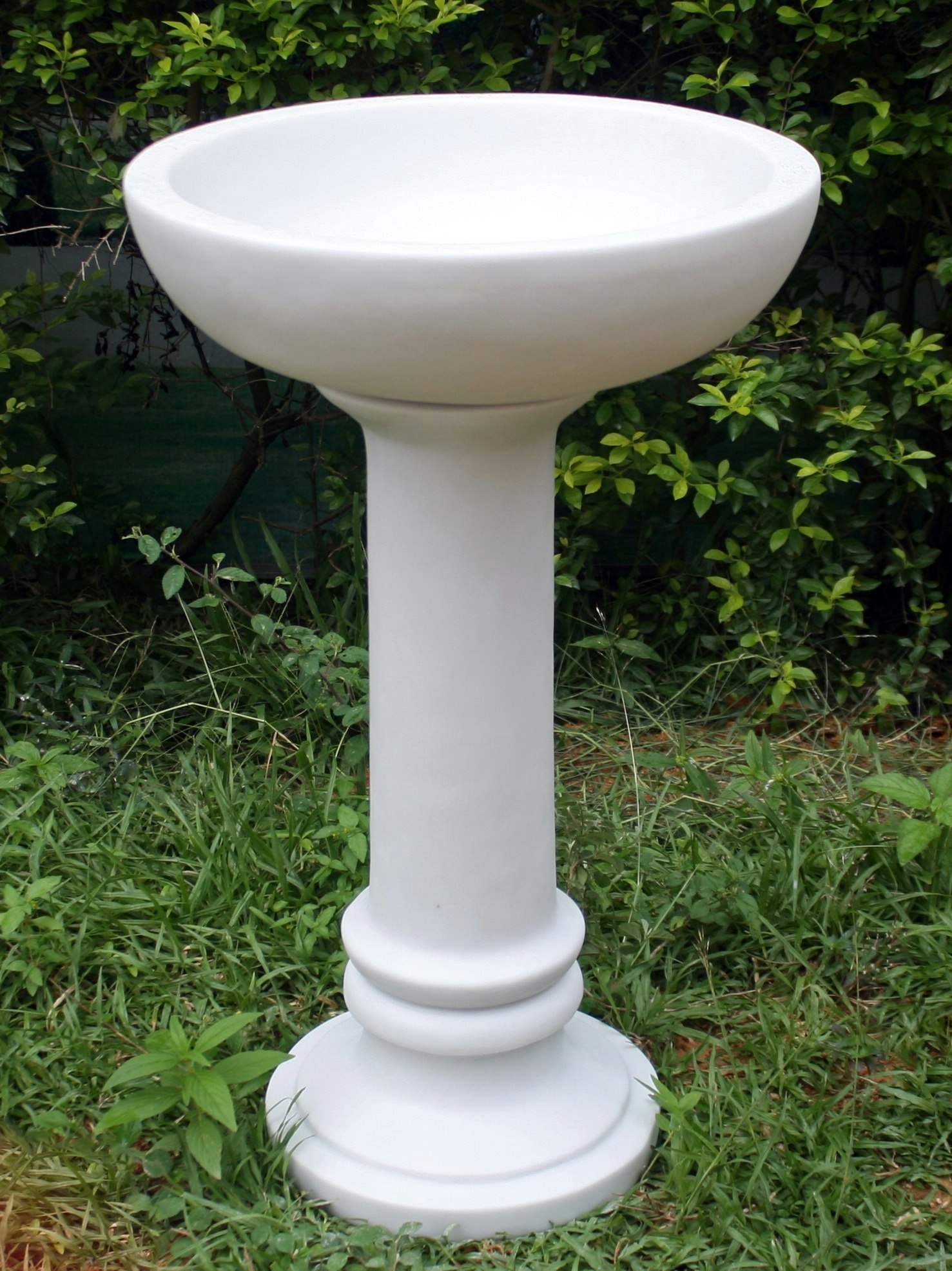 White marble garden birdbath