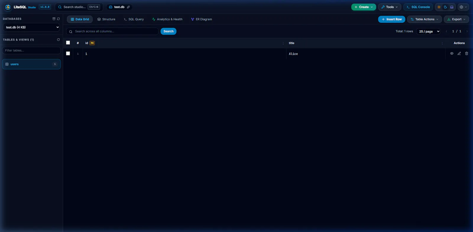 LiteSQL Studio screenshot 3